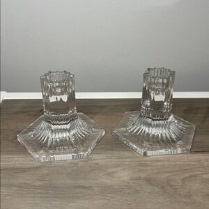 Tiffany & Co Louis Comfort Tiffany Collection 1992 Crystal Candle Stick Holders